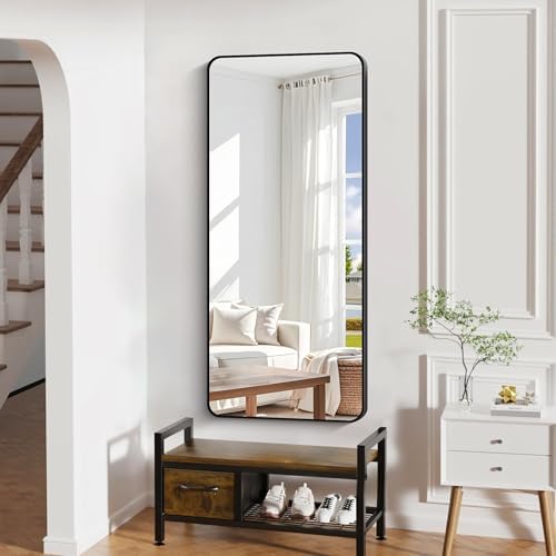 DESBING 24" x 55"Bathroom Mirror, Matte Black Wall Mirror with Metal Frame, Decorative Rectangular Vanity Mirror for Bedroom Bathroom Living Room Entryway (Horizontal/Vertical)