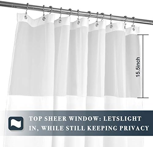 N&Y HOME 48 x 72 Waffle Weave Shower Curtain with Snap-in Liner Set White