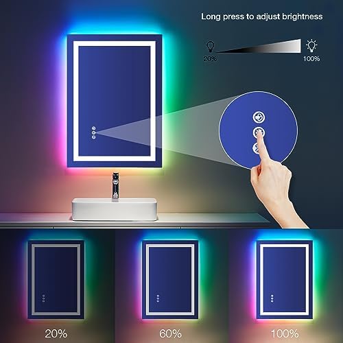 LOAAO 24"X32" RGB LED Bathroom Mirror with Lights, UL Listed