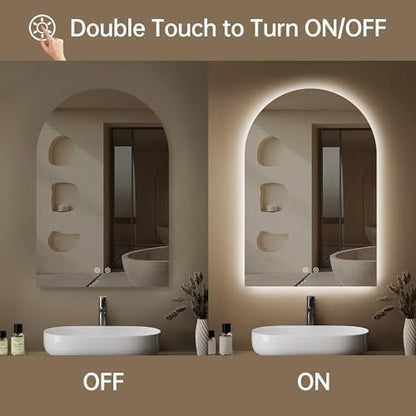 20"x30" Arched LED Lighted Bathroom Mirror with Lights