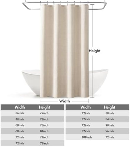 MIULEE Linen Fabric Shower Curtain Cream Beige W48*L72 8 Metal Hooks