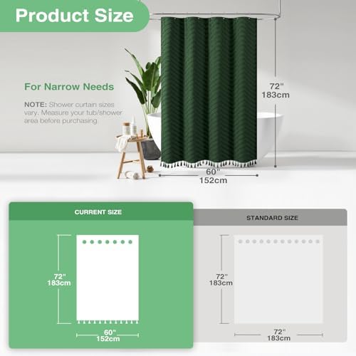 Dynamene Stall Boho Shower Curtain Tufted Chevron 60"x72" Dark Green