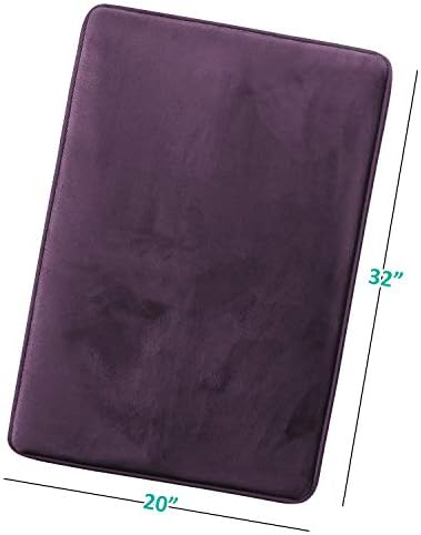 Clara Clark Bathroom Rugs, Velvet Memory Foam Bath Mat, Non-Slip, Machine Washable Bath Rugs - Dries Quickly, Ultra Soft Plush Bath Mats for Bathroom, 20 x 32, Dark Purple
