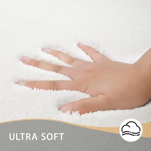MINIDEAR Bathroom Rugs 24x17 Pure White - Thick Memory Foam Bath Mat, Ultra Soft & Plush Fluffy, Non-Slip, Quick Dry, Absorbent Washable Floor Mat for Tub, Toilet, Home Decor Accessories