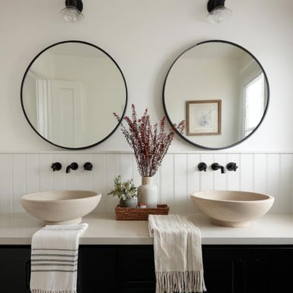 Sunniry Black Bathroom Mirror 30 inch, 2 Pack Wall Mirror,Matte Metal Frame