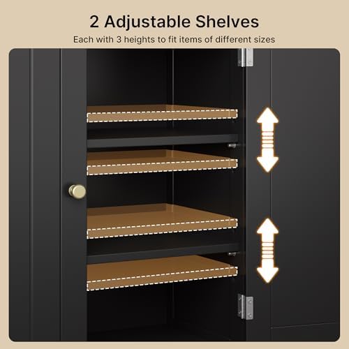Gizoon Small Bathroom Storage Cabinet, Freestanding Organizer, Black