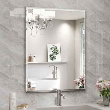28"x36" Frameless Beveled Bathroom Mirrors for Vanity
