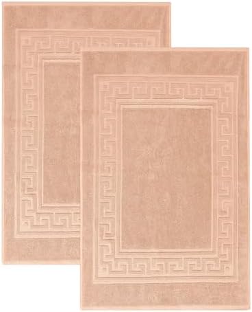Superior Heavyweight Cotton Bath Mats, Bath Rugs For Bathroom Accessories, Washable Rug For Shower, Bath, Toilet, Modern Decor, No Backing, Luxury Hotel And Spa Quality, Set of 2, 22" x 35", Peach