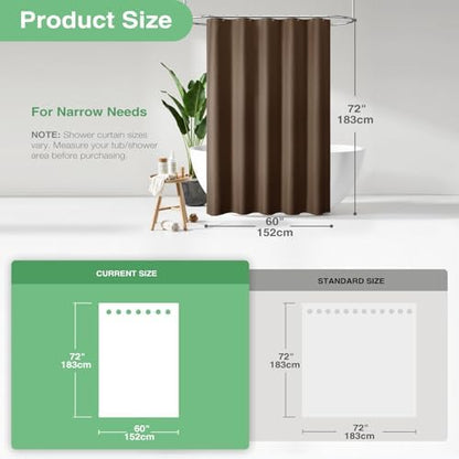 Dynamene Stall Waffle Shower Curtain 256 GSM Heavy Fabric 60x72 Brown