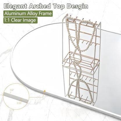 Dewfig Mirror Full Length, 64"X21" Arched Floor Mirror, White