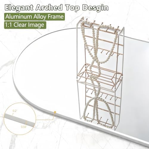 Dewfig Arched Full Length Mirror, 77"x38" Large Floor Mirror, White