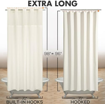 River Dream Extra Long No Hook Shower Curtain with Snap-in Liner, Sand