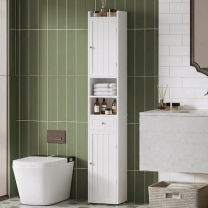 ChooChoo Tall Bathroom Storage Cabinet with Drawer, 11.8" x 11.8" x 70.8"