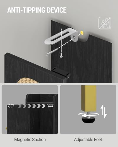 Hzuaneri Slim Bathroom Storage Cabinet, Narrow Bathroom Organizers,3 Doors