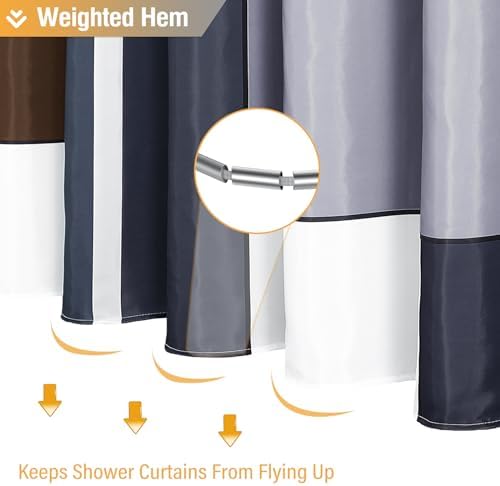 BTTN 72 x 84 Tall Modern Geometric Waterproof Fabric Shower Curtain, Brown