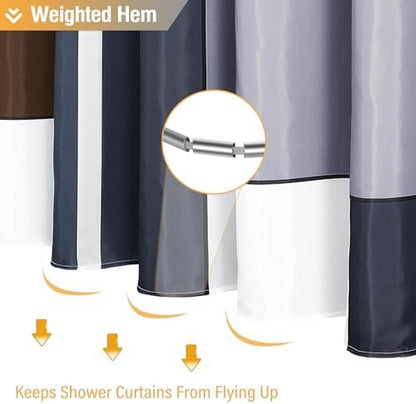 BTTN 72 x 84 Tall Modern Geometric Waterproof Fabric Shower Curtain, Brown
