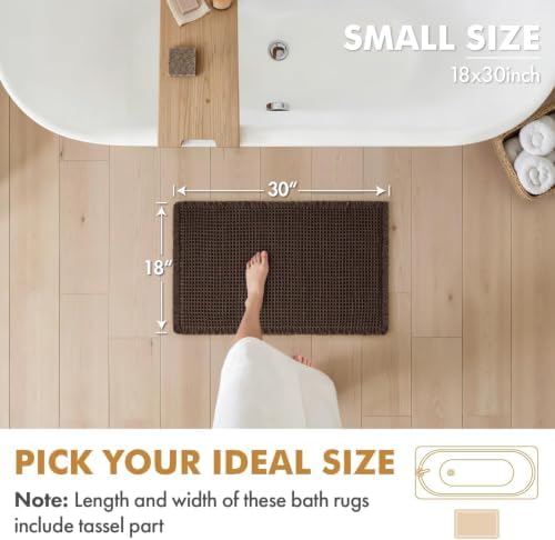 MIULEE Set of 2 Waffle Bathroom Rugs Boho Bath Mat Chocolate 18x30 Inch