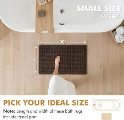 MIULEE Set of 2 Waffle Bathroom Rugs Boho Bath Mat Chocolate 18x30 Inch