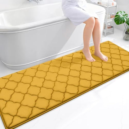OLANLY Memory Foam Bath Mat Rug 70x24, Ultra Soft Bathroom Rugs, Yellow