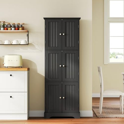 ChooChoo 63.2" Tall Bathroom Storage Cabinet with 6 Doors