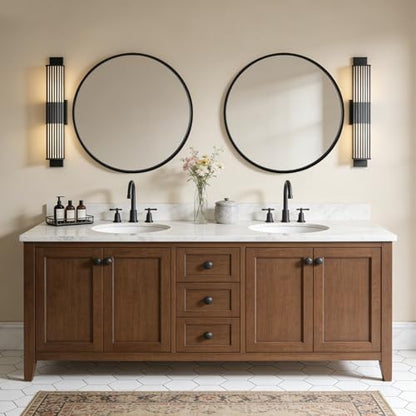WallBeyond Black Round Mirror Wood Framed 28 inch Circle Wall Mirror for Bathroom Round Wall Mirror for Wall Decor, Vanity, Entryway Living Room