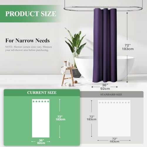 Dynamene Stall Waffle Shower Curtain 256 GSM Heavy Fabric 36x72 Purple