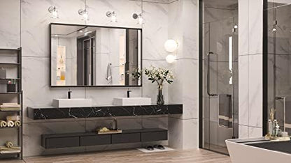 Keonjinn 48x30 Inch Black Bathroom Mirror for Over Sink, Rectangular