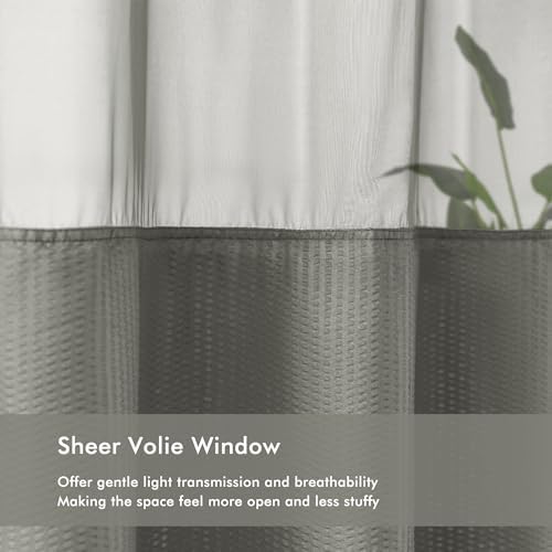 Mrs Awesome No Hook Gray Shower Curtain with Snap-in Fabric Liner 71x74