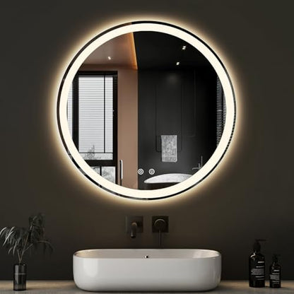DUMOS 28 Inch Round LED Bathroom Mirror with Lights, Circle Vanity Mirror