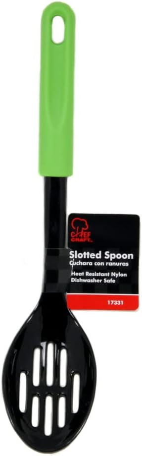 Chef Craft Basic Nylon Slotted Spoon, 11.5 inch, Green/Black