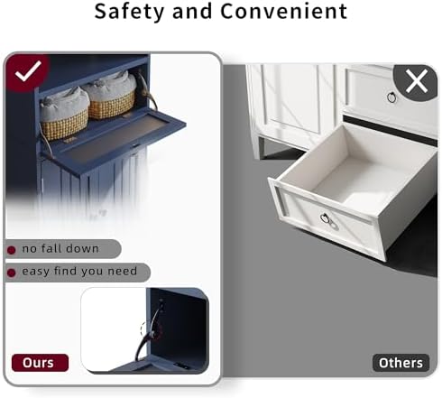 ChooChoo Bathroom Cabinet with Flip Glass Drawer,Freestanding
