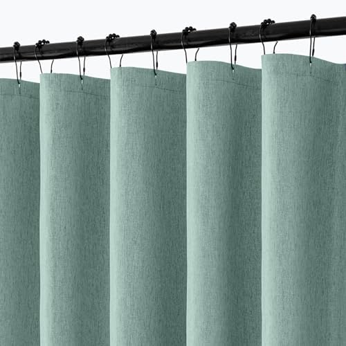 ANRODUO Teal Linen Textured Fabric Shower Curtain Set - W60xL72
