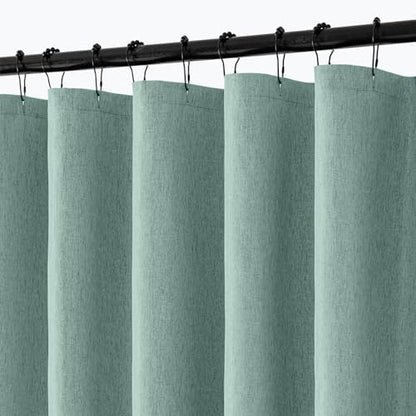 ANRODUO Teal Linen Textured Fabric Shower Curtain Set - W60xL72