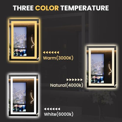LOAAO 23.6"x31.5" LED Bathroom Mirror with Lights, UL Listed