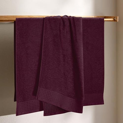 GLAMBURG Ultra Soft 4 Pack Oversized Bath Towel Set 27x54 inches, 100% Cotton Bath Towels, Highly Absorbant Compact Quickdry & Lightweight Towel, Ideal for Gym Travel Camp Pool - Burgundy