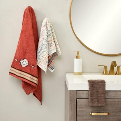 SKL Home Southwest Sunset/Rhapsody Bath Towel Set-6pc, 100% Cotton, Rust