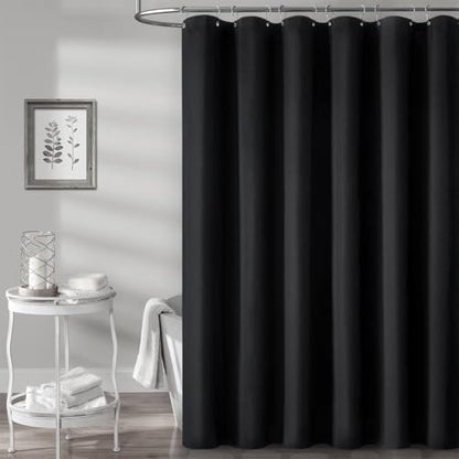BTTN Narrow Long Linen Textured Shower Curtain for Bathroom, 60x84, Black
