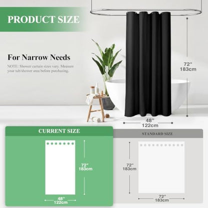 Dynamene Stall Waffle Shower Curtain 256 GSM Heavy Fabric 48x72 Black