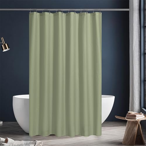 N&Y HOME Fabric Shower Curtain or Liner with Magnets, Sage Green