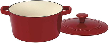 Cuisinart Chef's Classic Enameled Cast Iron Dutch Oven with Lid, Porcelain Enameled Interior, Oven Safe, Induction Compatible, 3-Quart, Round, Cardinal Red