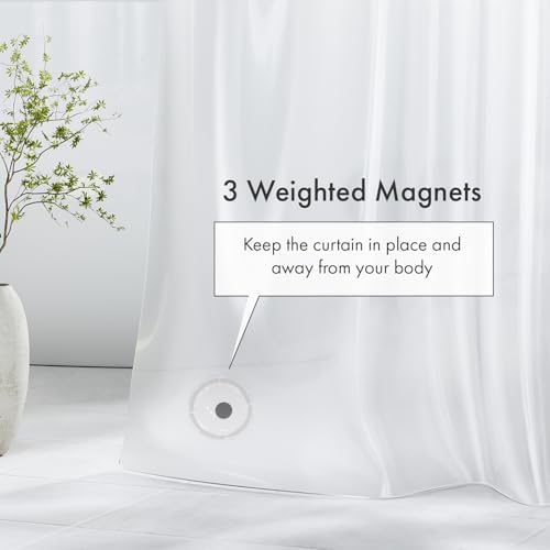 Amazer Frosted Shower Curtain Liner, 72x84 Plastic Shower Liner PEVA Medium Weight Inside Shower Curtain for Bathroom with Rustproof Grommets