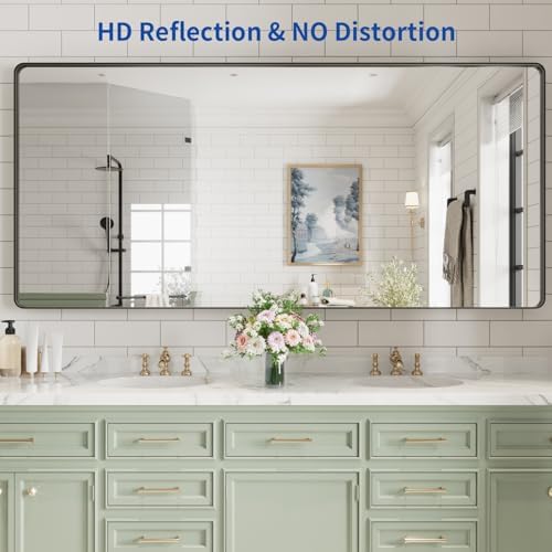 WEER Black Bathroom Vanity Mirror 77X36 Inch