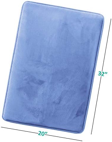 Clara Clark Bathroom Rugs, Velvet Memory Foam Bath Mat, Non-Slip, Machine Washable Bath Rugs - Dries Quickly, Ultra Soft Plush Bath Mats for Bathroom, 20 x 32, Calm Blue