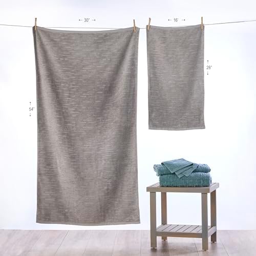 SKL Home CloudSoft Bath Towel, 100% Cotton Luxury, Gray