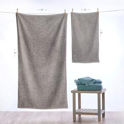SKL Home CloudSoft Bath Towel, 100% Cotton Luxury, Gray