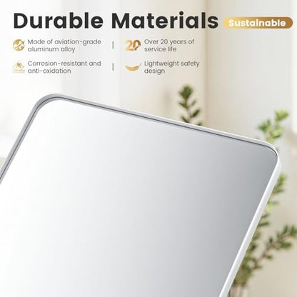 22x34inch White Metal-Frame，Wall Mounted Bathroom Mirror