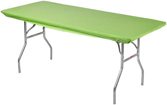 Kwik-Covers 8' Rectangle Plastic Table Covers 30" x 96", Bundle of 5 (Lime Green)