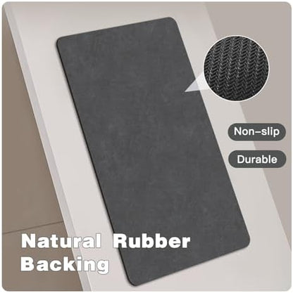 TYUU Thin Bath Mat Runner, Long Bathroom Rugs Non Slip, 24x70 Dark Grey