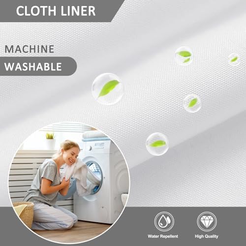 No Hook Shower Curtain Snap-in Fabric Replacement Liner 71" W x 67" L