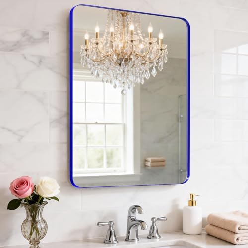 18" x 24" Blue Bathroom Mirrors for Over Sink,Aluminum Frame